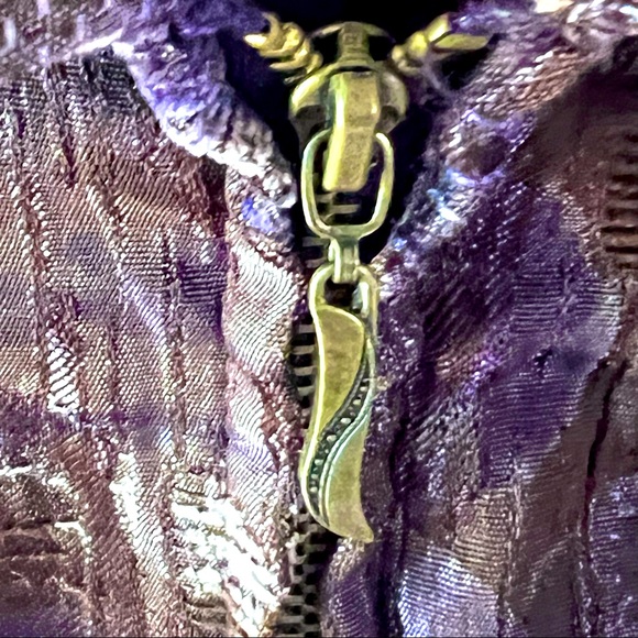 Zip front waist jacket w pockets purple design fully lined versatile style 10 - Picture 7 of 8